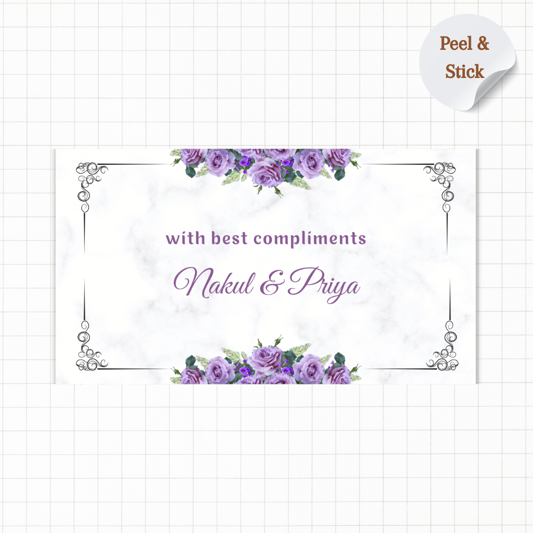 Purple and White Floral Personalised Gift Sticker