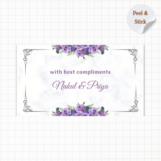 Purple and White Floral Personalised Gift Sticker