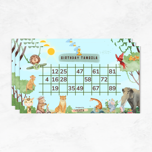 Kids Jungle Theme Tambola Ticket