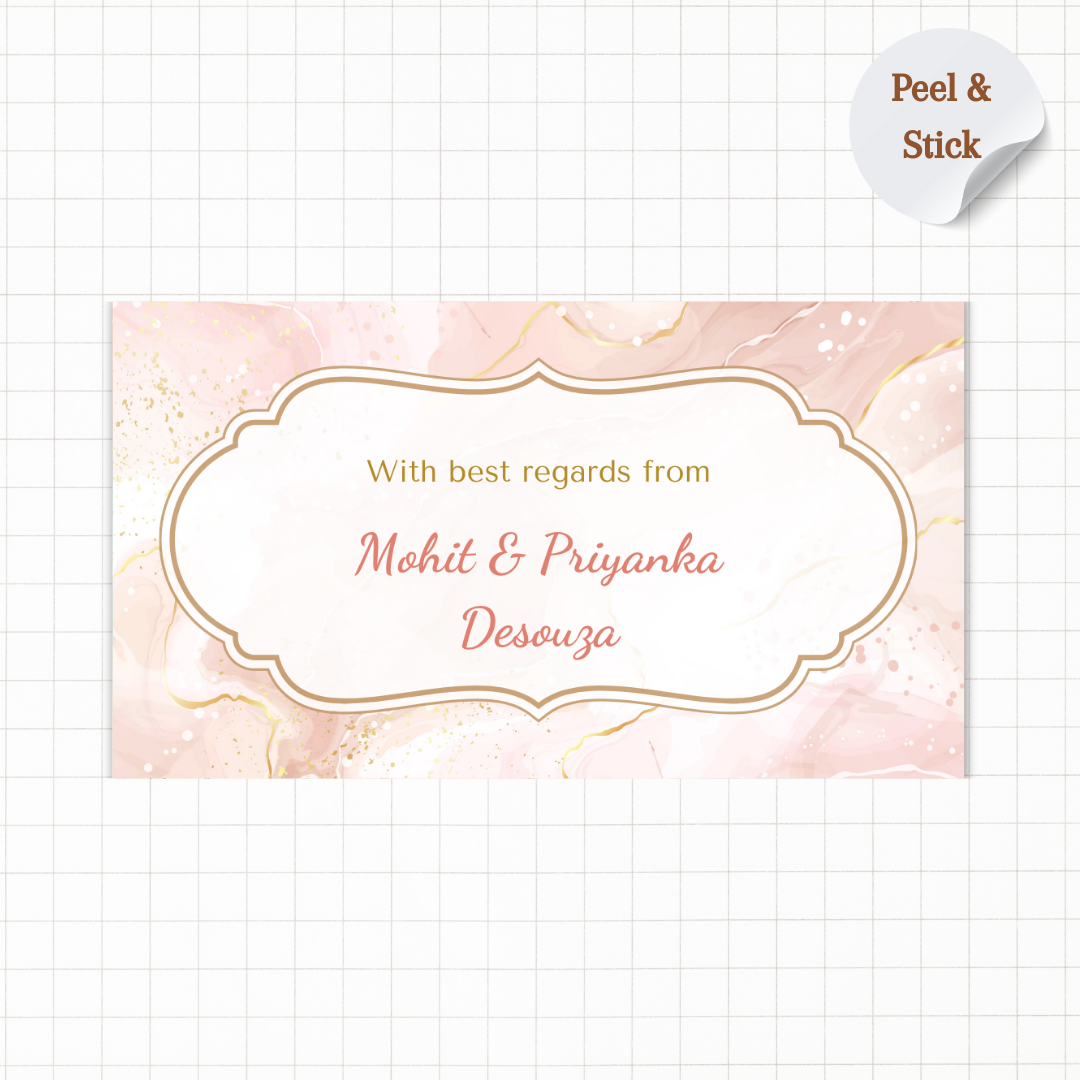 Golden Pink Marble Theme Personalised Gift Sticker