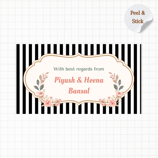 Black and White Striped Pastel Personalised Gift Sticker