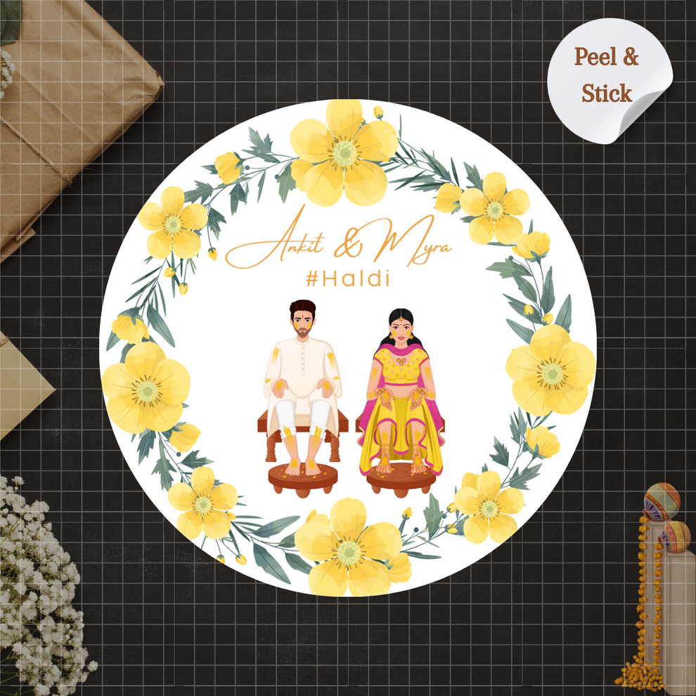 Yellow Floral Haldi Wedding Sticker – Nyota.shop