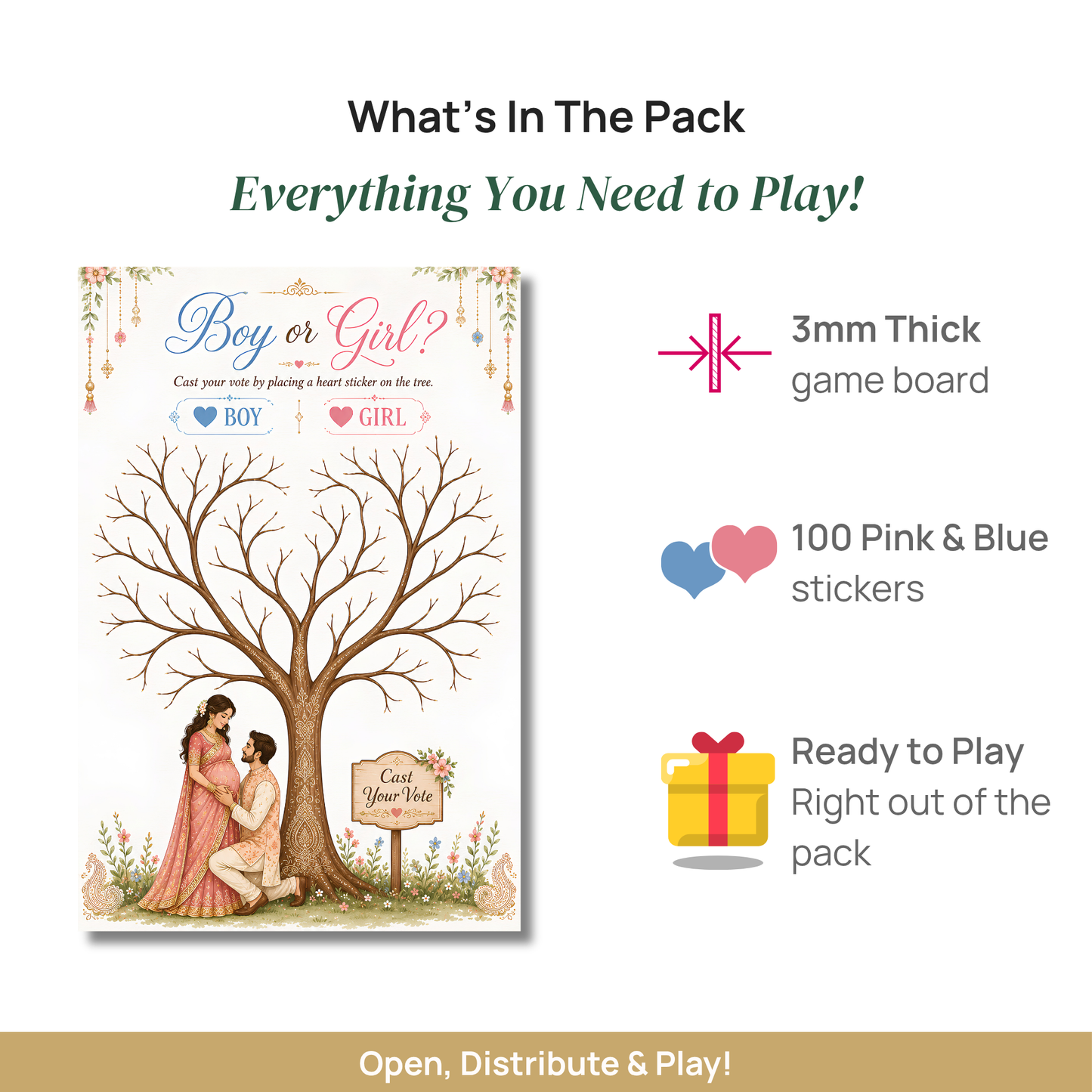 Nyota Baby Shower Guest Voting Board | Interactive Party Game with 100 Heart Stickers | Fingerprint Tree Keepsake | Baby Shower Decoration | A3