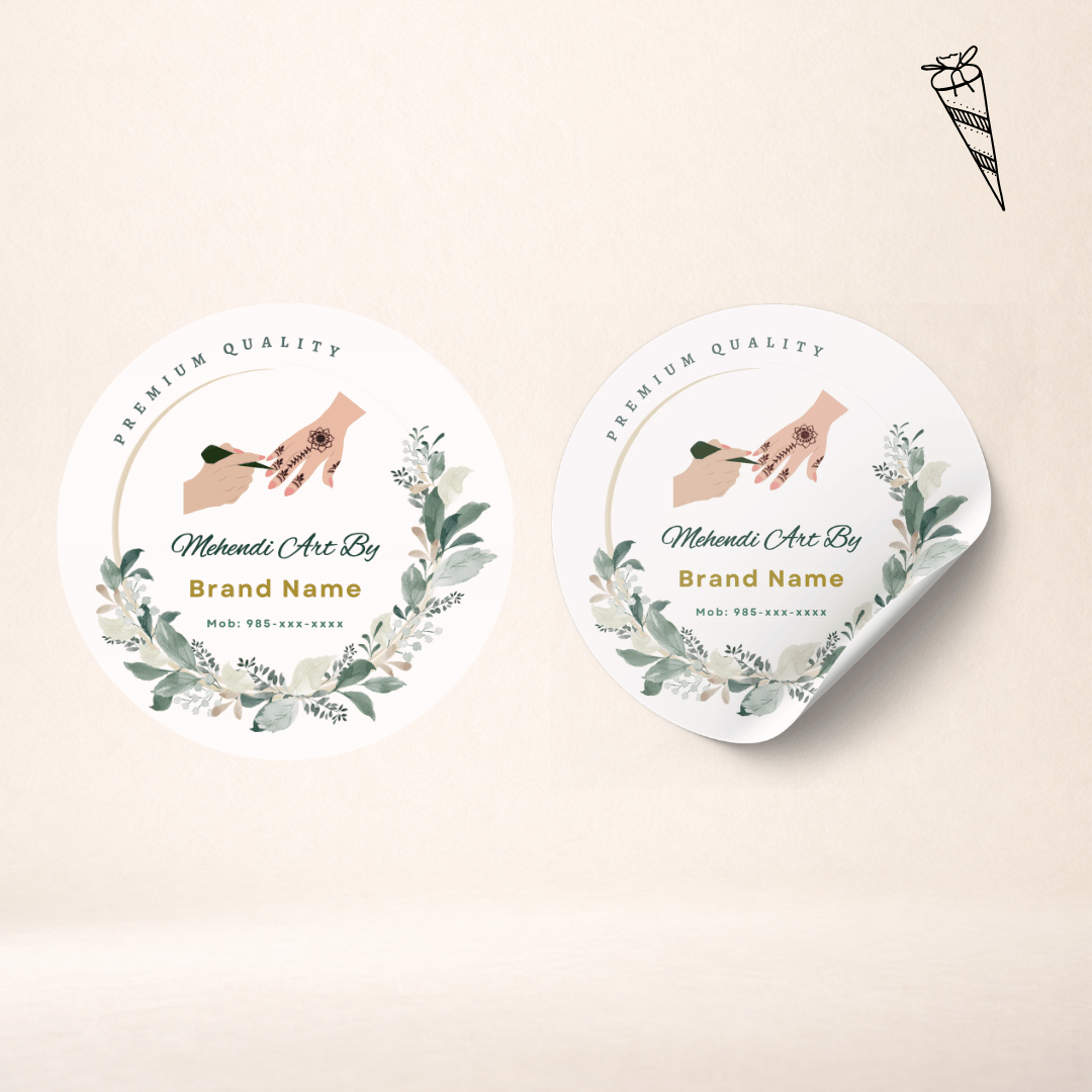 Custom Mehendi Cone Stickers for Mehendi Artist