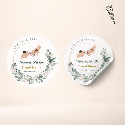 Custom Mehendi Cone Stickers for Mehendi Artist