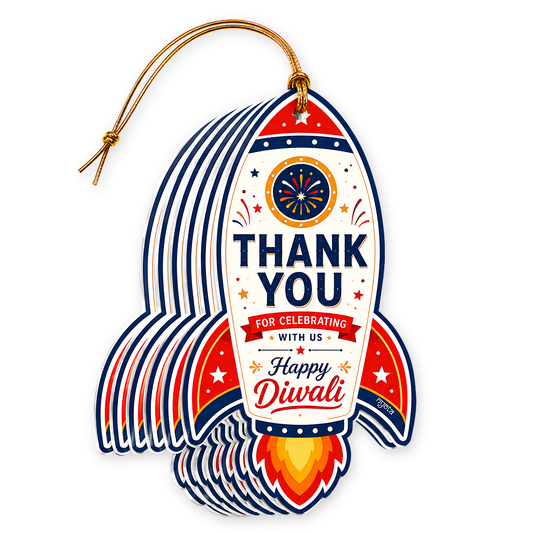 NYOTA Diwali Rocket Gift Tags with Golden Thread