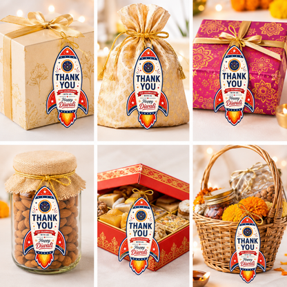NYOTA Diwali Rocket Gift Tags with Golden Thread