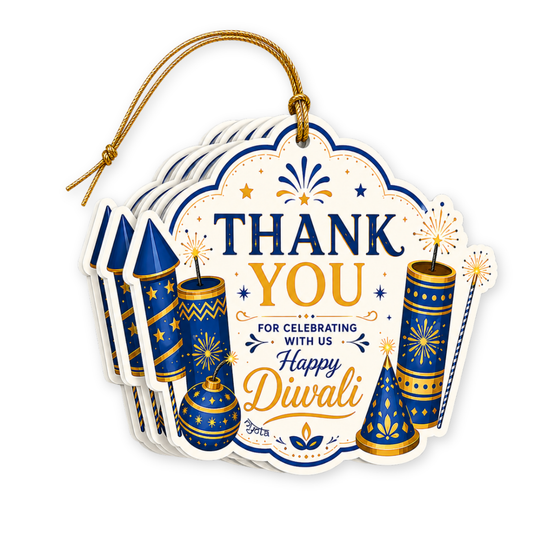 NYOTA Diwali Fireworks Gift Tags with Golden