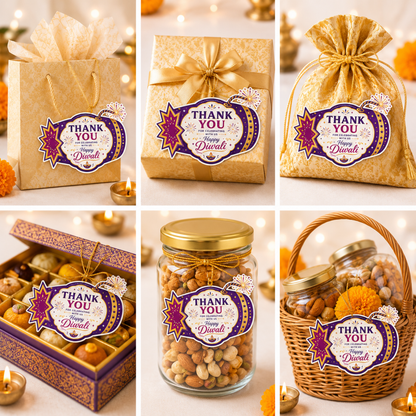 NYOTA Diwali Starburst Gift Tags with Golden Thread