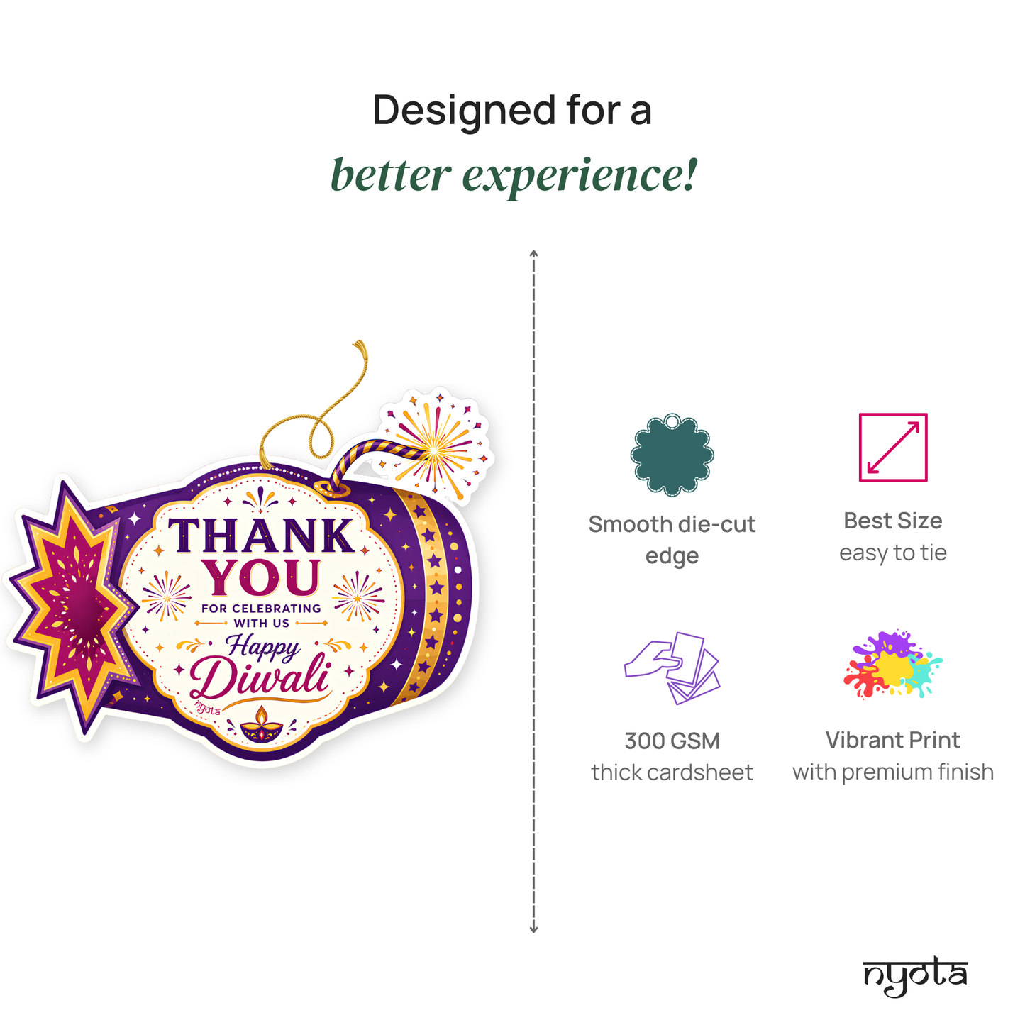 NYOTA Diwali Starburst Gift Tags with Golden Thread