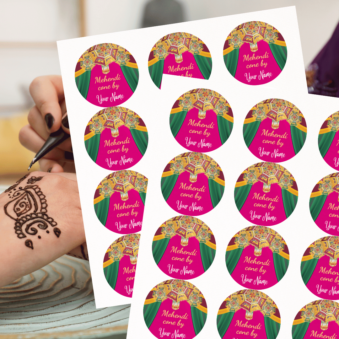 Personalized Mehendi Cone Stickers for Mehendi Artist | Custom Mehndi Cone Labels