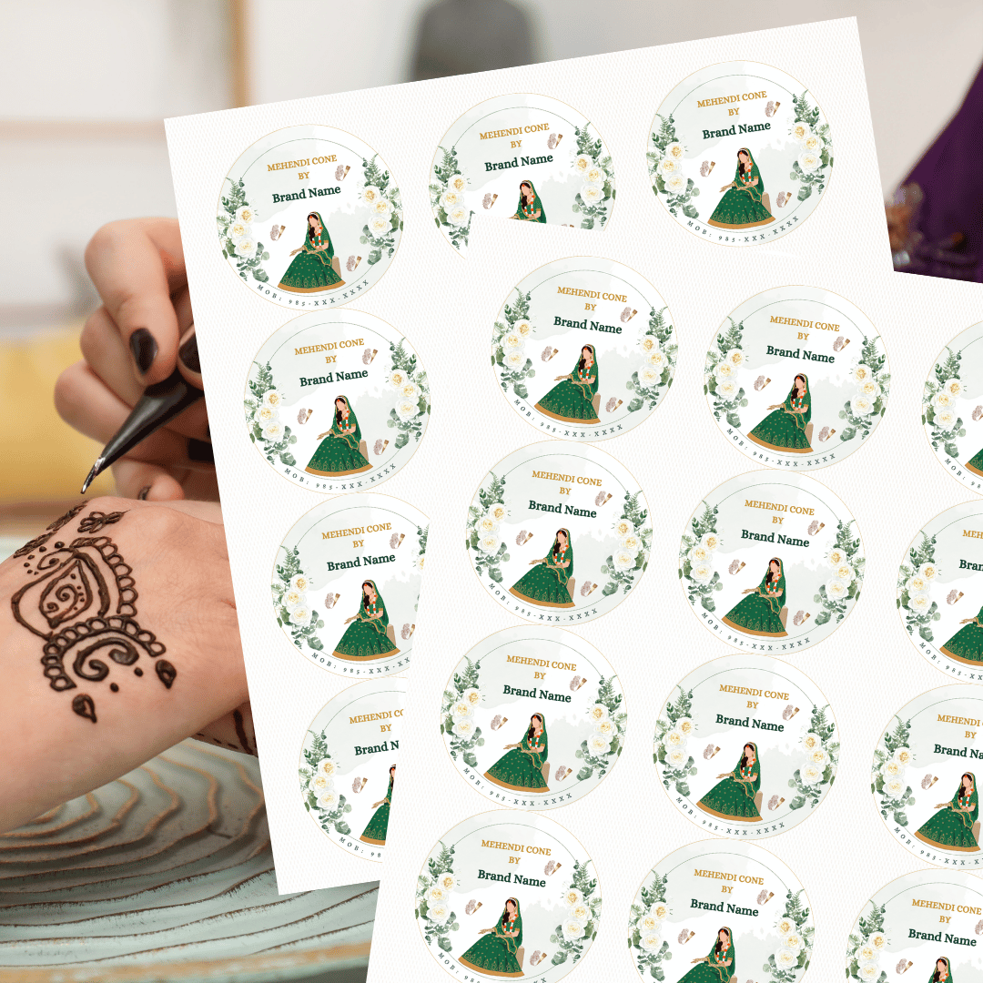 Bridal Mehndi Cone Sticker Printing Online