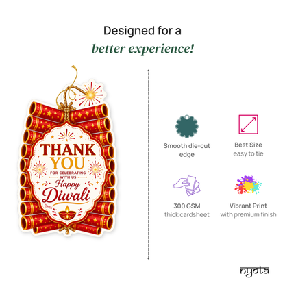 NYOTA Diwali Firecracker Gift Tags Golden Thread