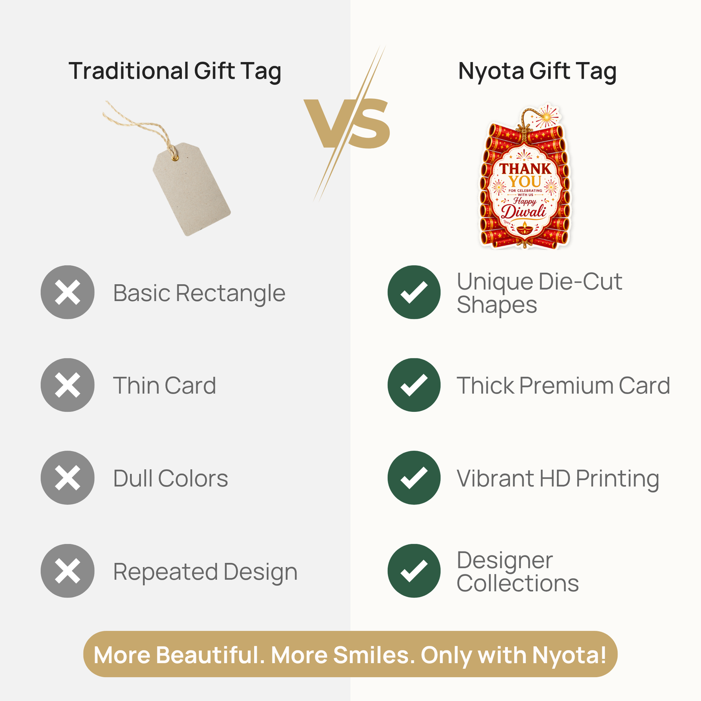 NYOTA Diwali Firecracker Gift Tags Golden Thread
