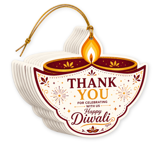 NYOTA Diwali Diya Gift Tags with Golden Thread