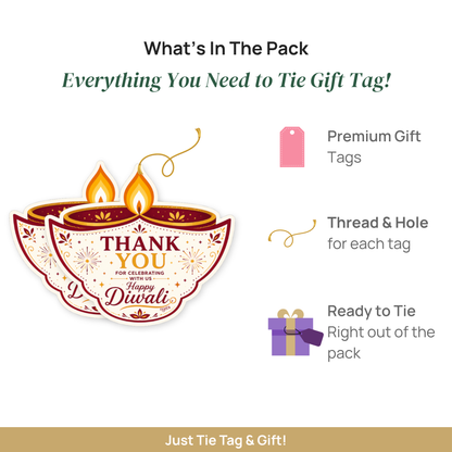 NYOTA Diwali Diya Gift Tags with Golden Thread