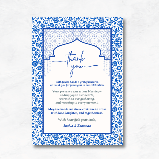 Elegant Royal Blue Thank You Card