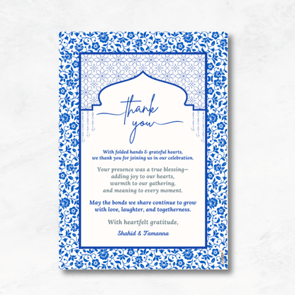 Elegant Royal Blue Thank You Card