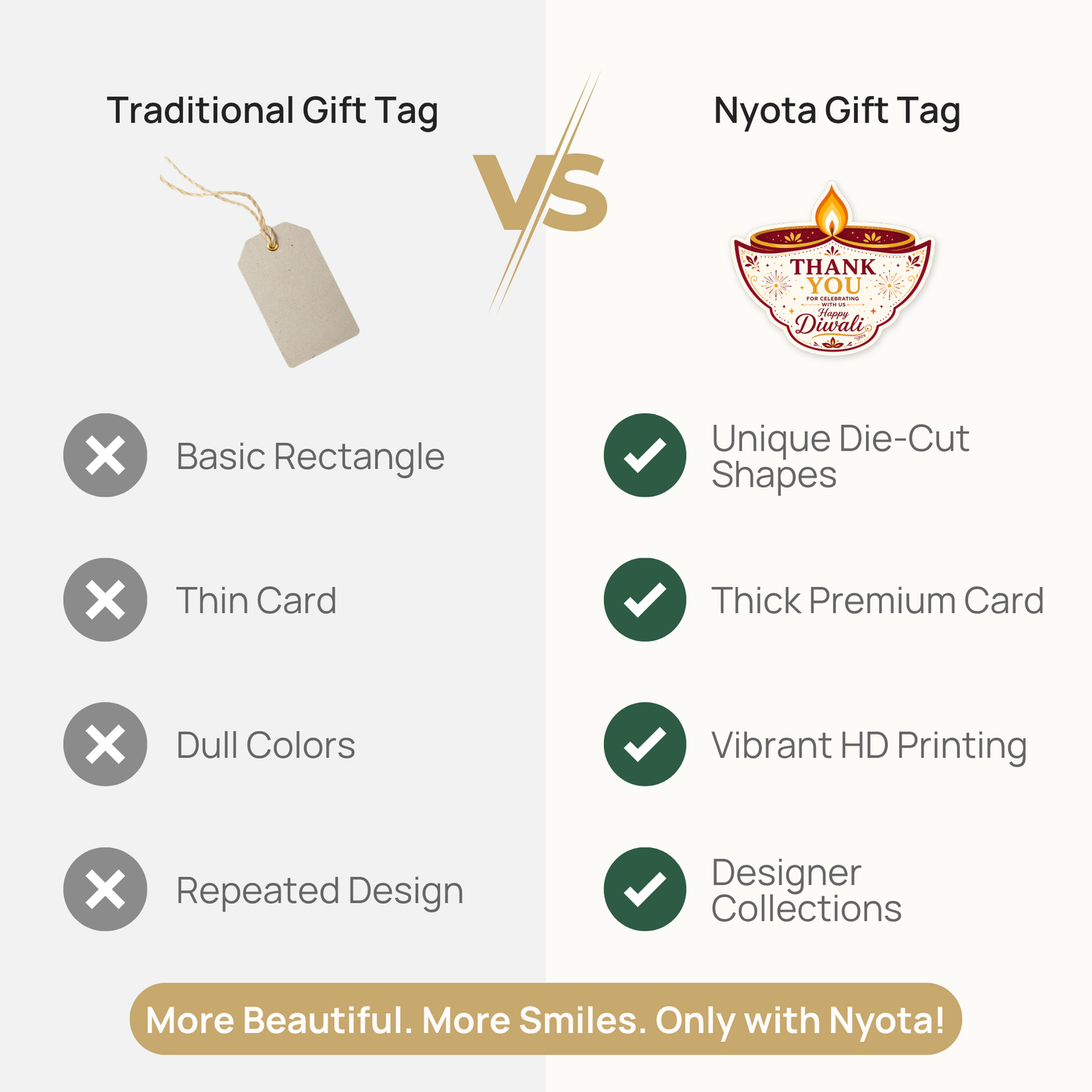 NYOTA Diwali Diya Gift Tags with Golden Thread