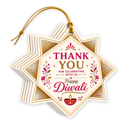 NYOTA Diwali Kaju Katri Gift Tags with Golden Thread