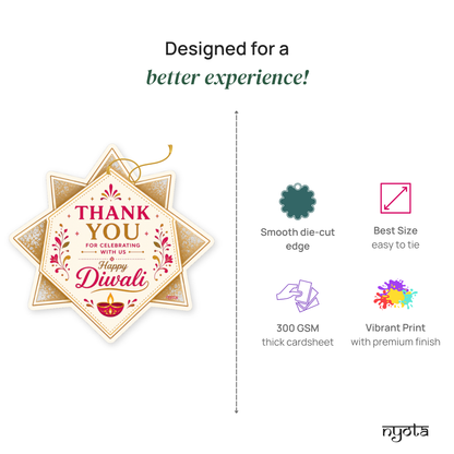 NYOTA Diwali Kaju Katri Gift Tags with Golden Thread