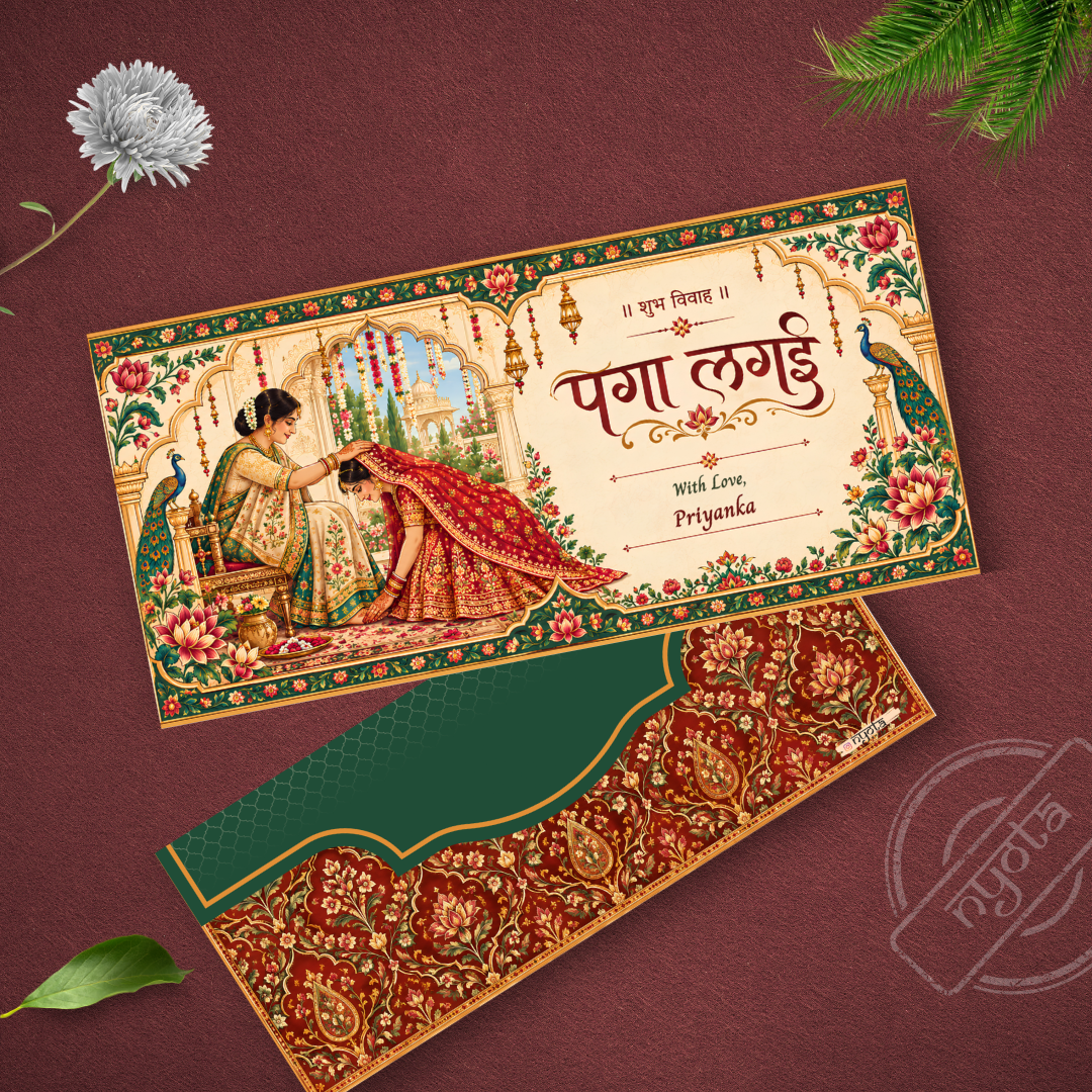 Customised Paga Lagai Shagun Envelope – Traditional Indian Wedding Gift Envelope | Nyota