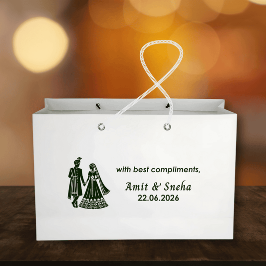 Wedding Couple Customised Printed Paper Bag - LUXE