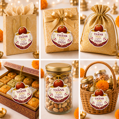 NYOTA Diwali Sweet Gulab Jamun Gift Tags Golden Thread