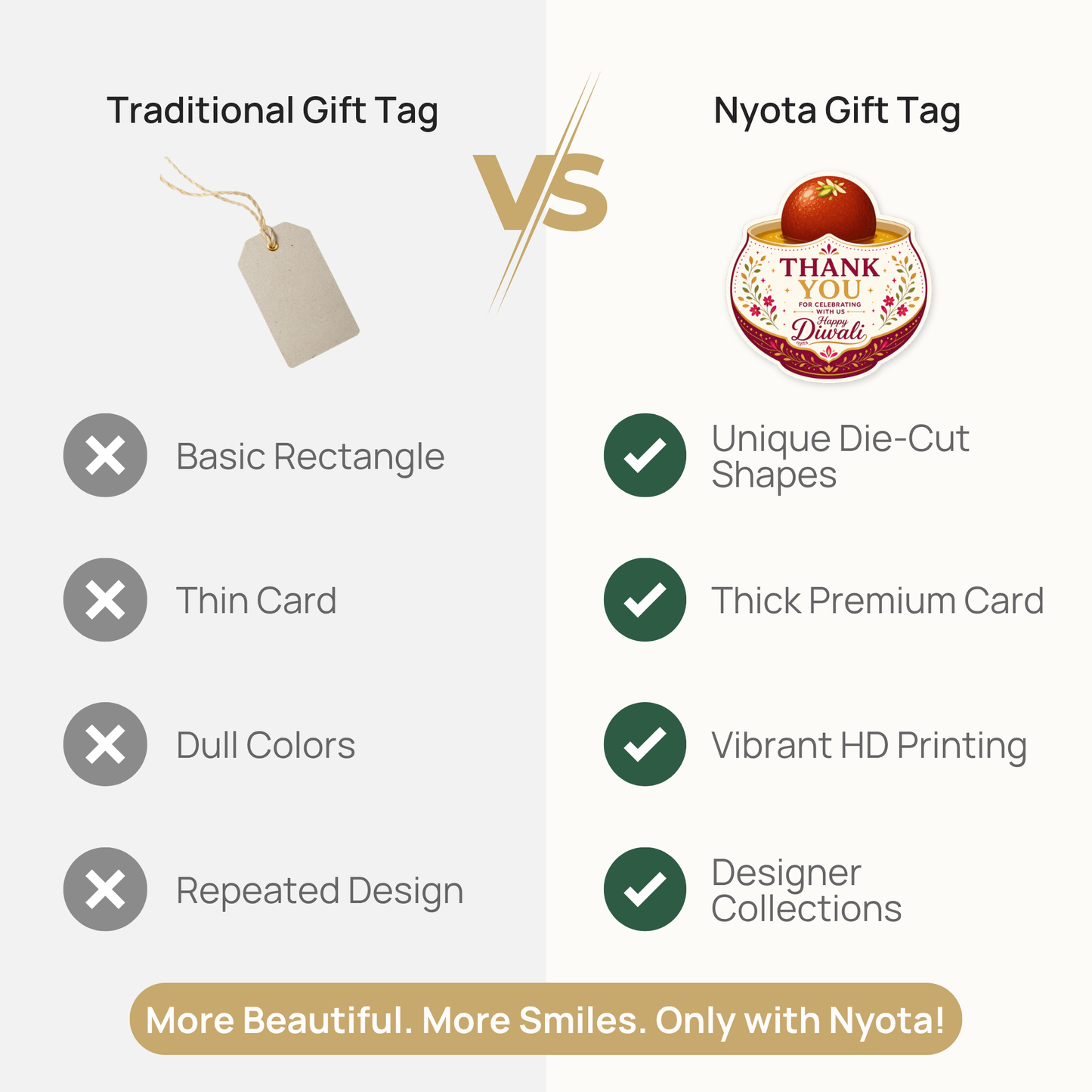 NYOTA Diwali Sweet Gulab Jamun Gift Tags Golden Thread