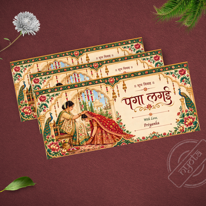 Customised Paga Lagai Shagun Envelope – Traditional Indian Wedding Gift Envelope | Nyota