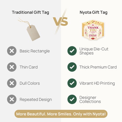 NYOTA Diwali Mithai Soan Papdi Gift Tags Golden Thread