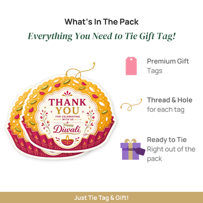 NYOTA Diwali Mithai Laddu Gift Tags with Golden Thread