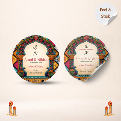 Royal Mandap Customized Round Wedding Sticker