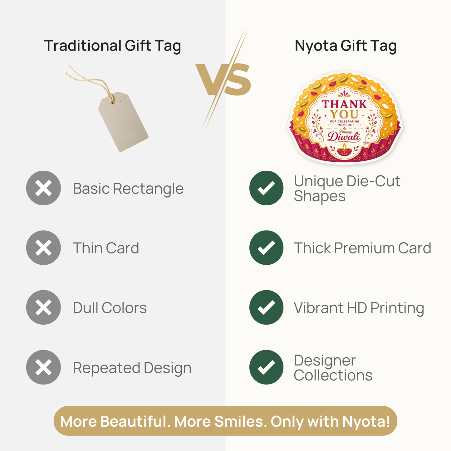 NYOTA Diwali Mithai Laddu Gift Tags with Golden Thread