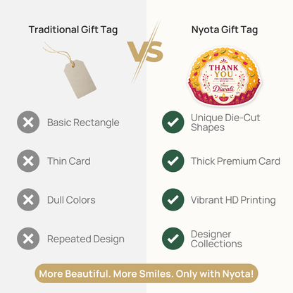 NYOTA Diwali Mithai Laddu Gift Tags with Golden Thread