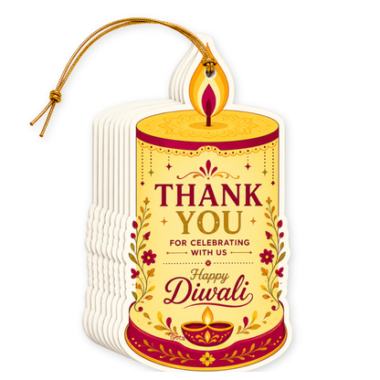 NYOTA Diwali Candle Gift Tags with Golden Thread