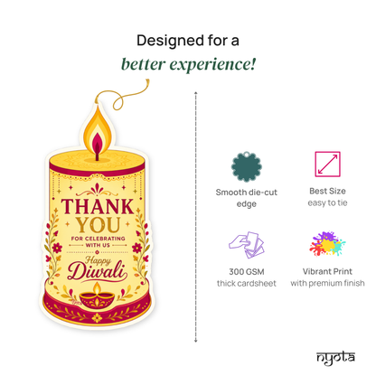 NYOTA Diwali Candle Gift Tags with Golden Thread