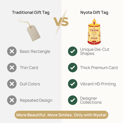 NYOTA Diwali Candle Gift Tags with Golden Thread