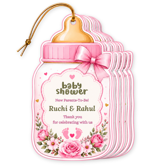 NYOTA Baby Shower Floral Gift Tags with Golden Thread