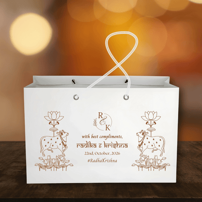 Golden Pichwai Theme Customised Printed Paper Bag - LUXE