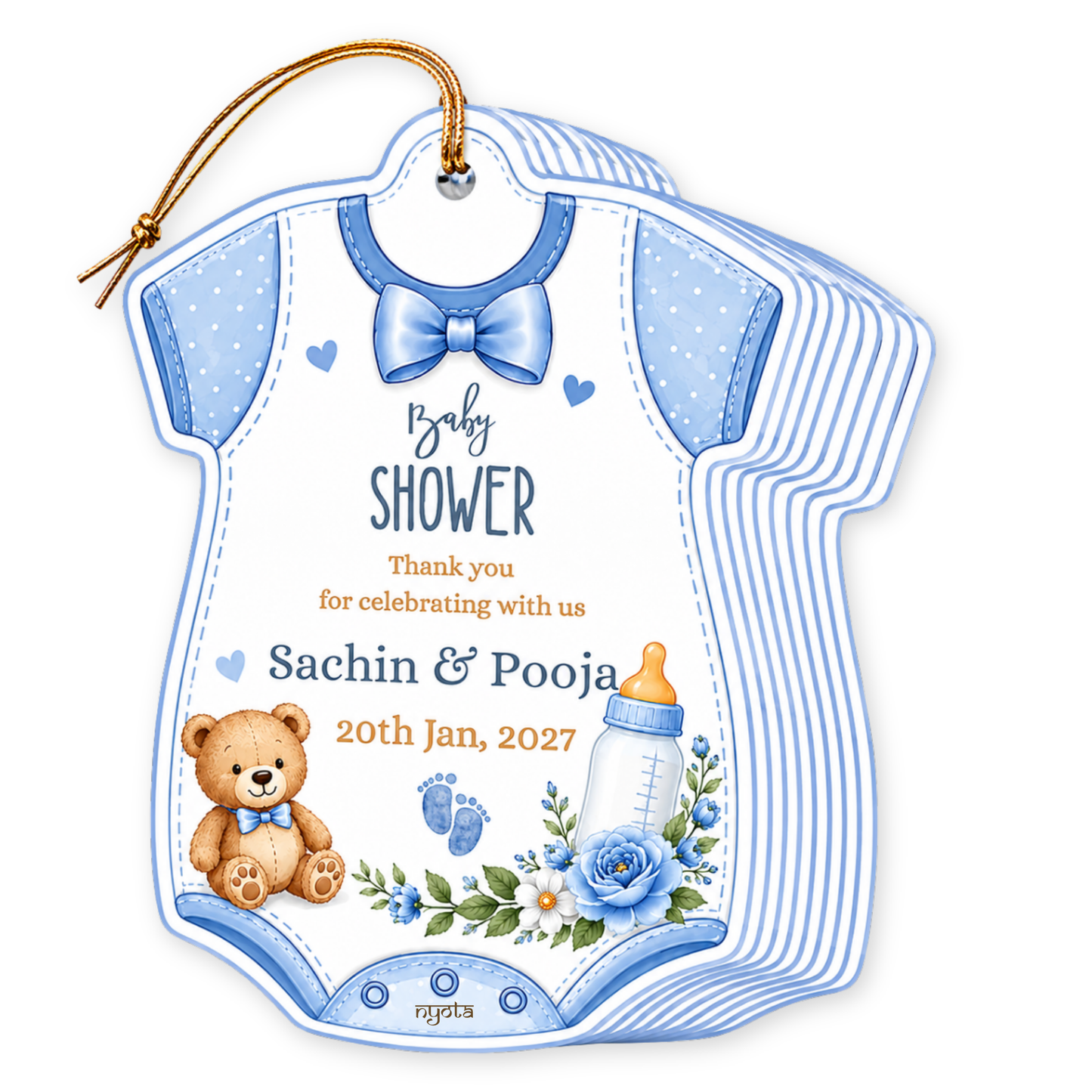 NYOTA Baby Shower Blue Bodysuit Gift Tags