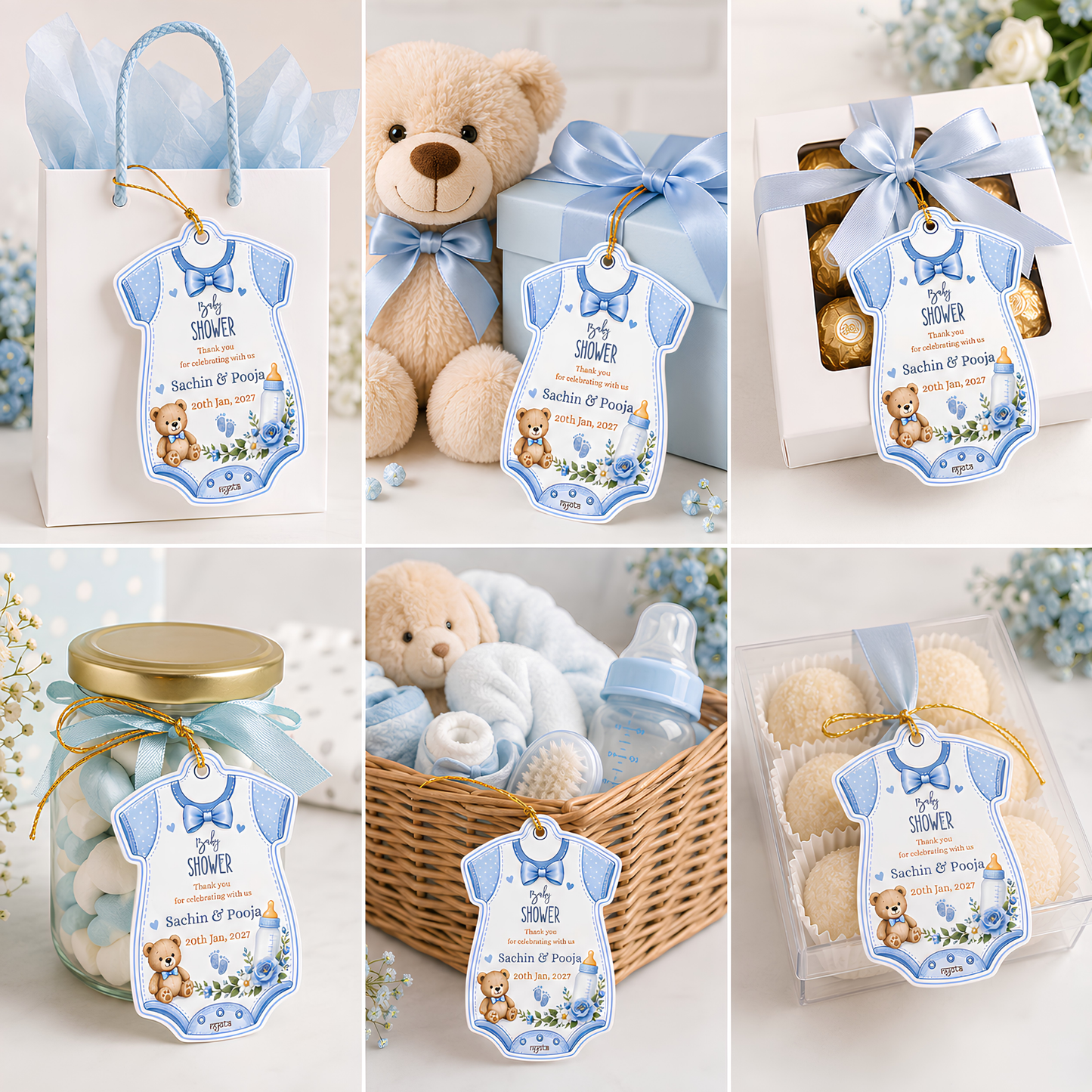 NYOTA Baby Shower Blue Bodysuit Gift Tags