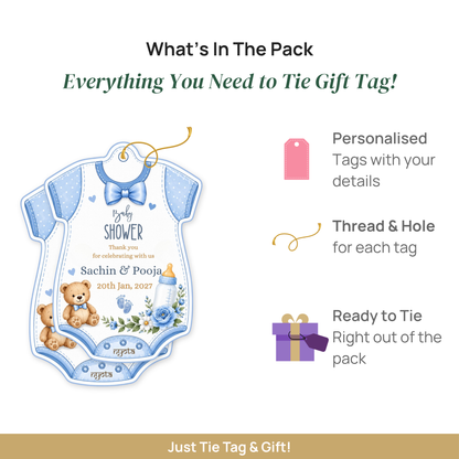 NYOTA Baby Shower Blue Bodysuit Gift Tags