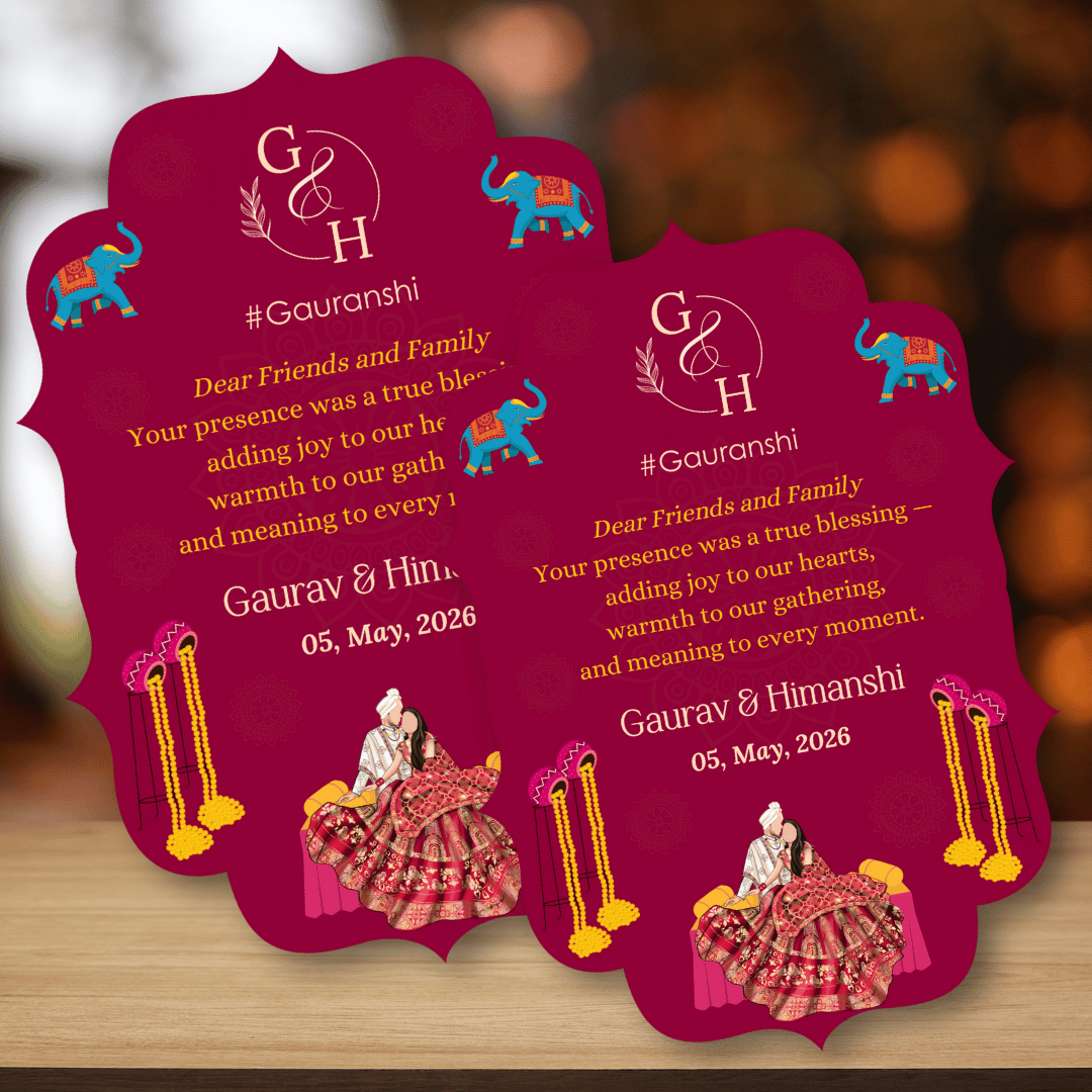 Royal Pink Wedding Thank You Card