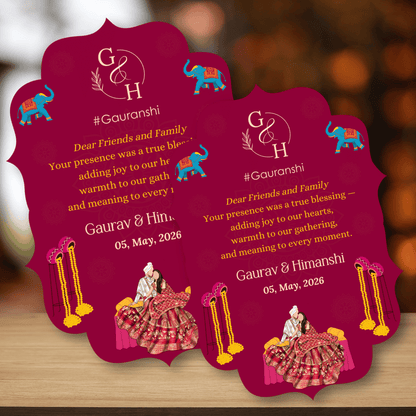 Royal Pink Wedding Thank You Card