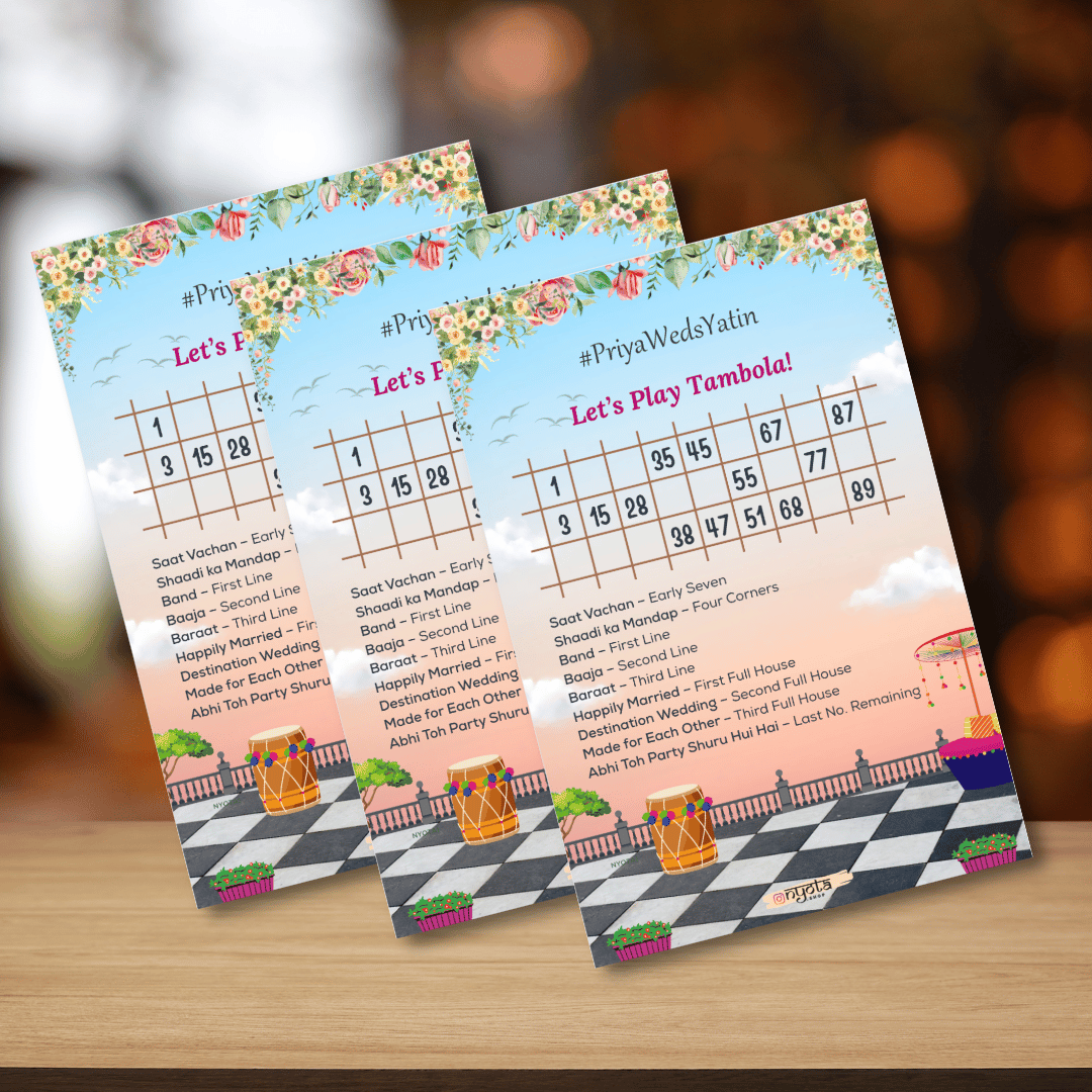 Customized Wedding Tambola Tickets – Fun Tambola Game for Indian Weddings