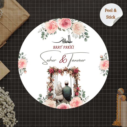 Couple Baat Pakki Sticker - Customized Text for Invites & Gifts