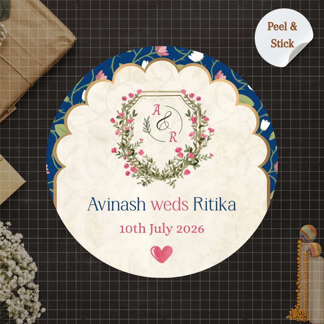 Printed Indian Wedding Royal Sticker with your name