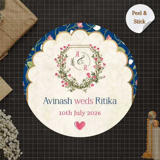 Printed Indian Wedding Royal Sticker with your name