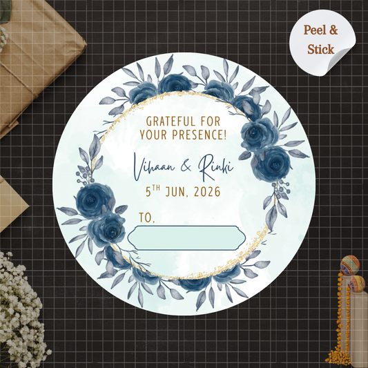 Winter Blue Wedding Sticker - Write Guest Name